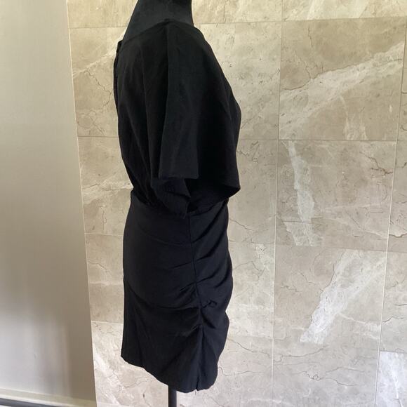 Free People Black Body Con Wrap Mini Dress, Medium, Open Draped Back, Boho Party - Picture 4 of 14